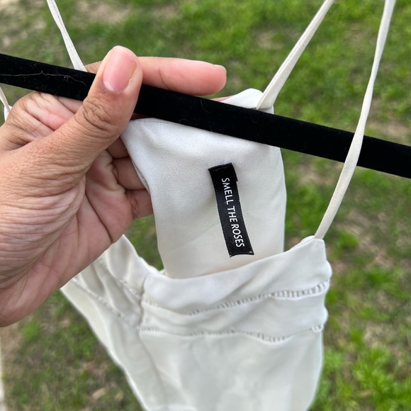 Smell the Roses | White Chiffon Spaghetti Strap Blouse | Size S - Picture 3 of 3